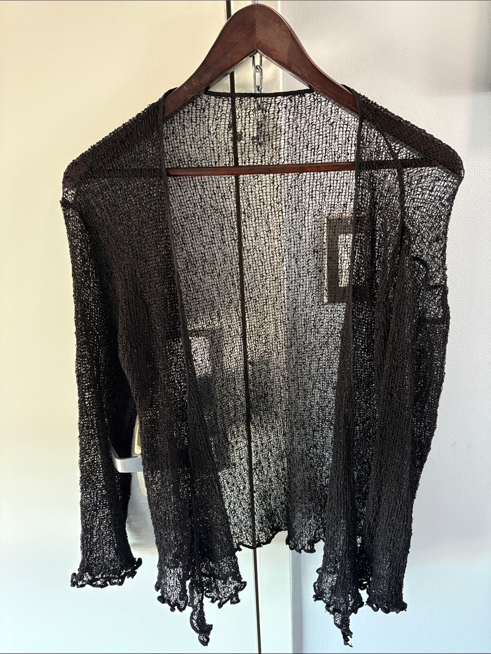 Black Sheer Open-Knit Women's Cardigan